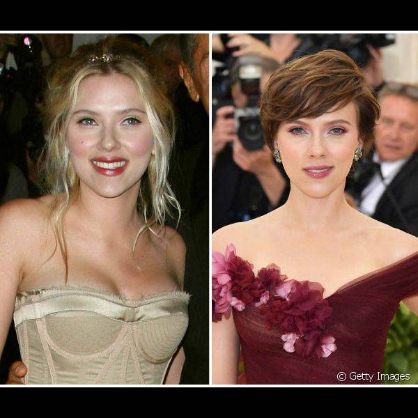 O blush bem marcado apareceu na make de Scarlett Johansson no MET Gala 2008, e este ano, a atriz apostou no blush bem levinho e natural (Foto: Getty Images)